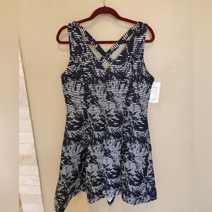Navy and White Crisscross Back Dress Sz 14